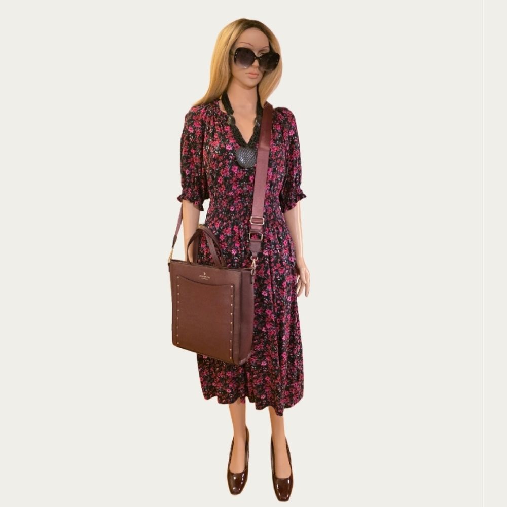 100th Anniversay London Fog Sophia Studded Tote Bag In Plum - Picture 14 of 17